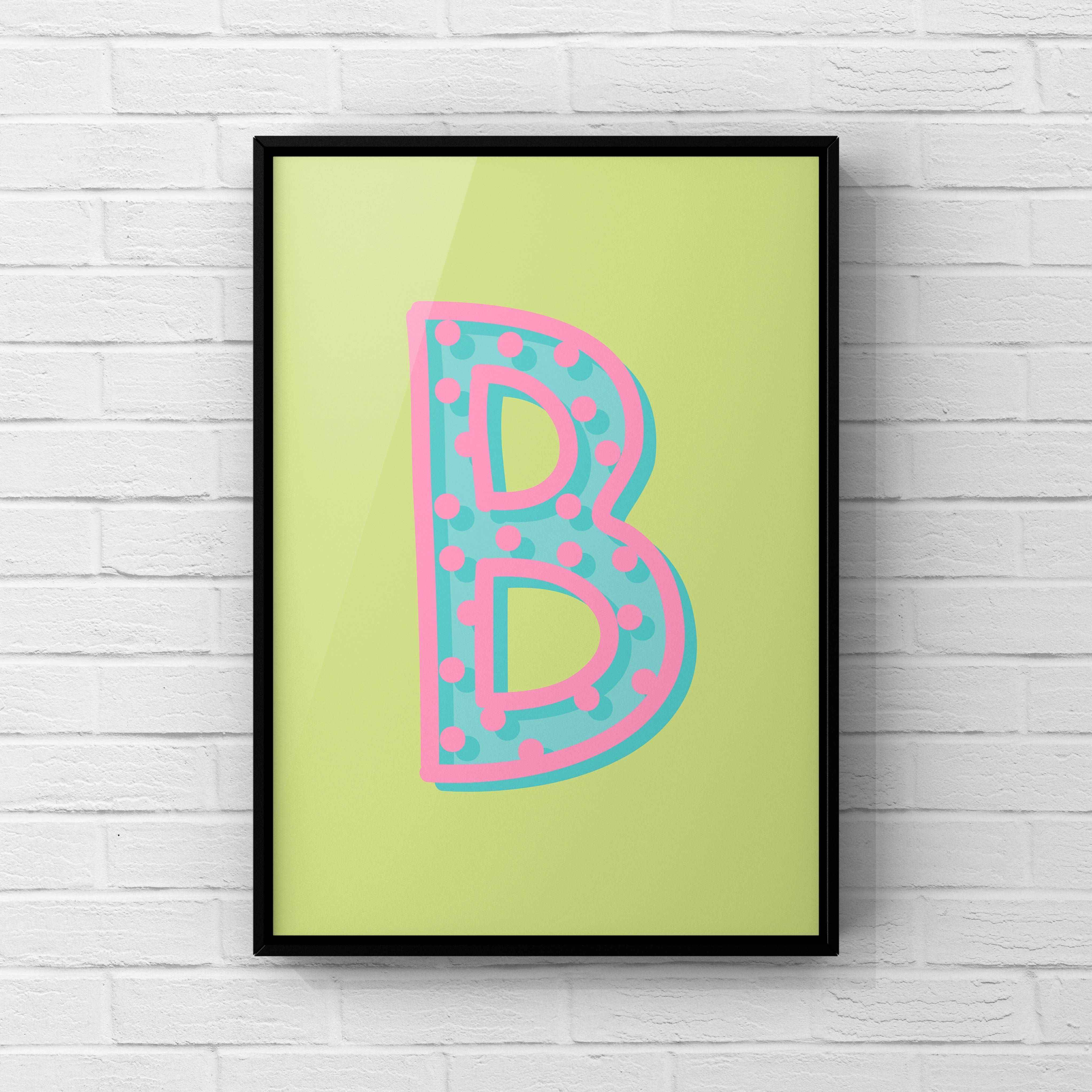 Letter / Initial Print - Green, Pink & Blue Polka Dot Posters, Prints, & Visual Artwork Pretty Average