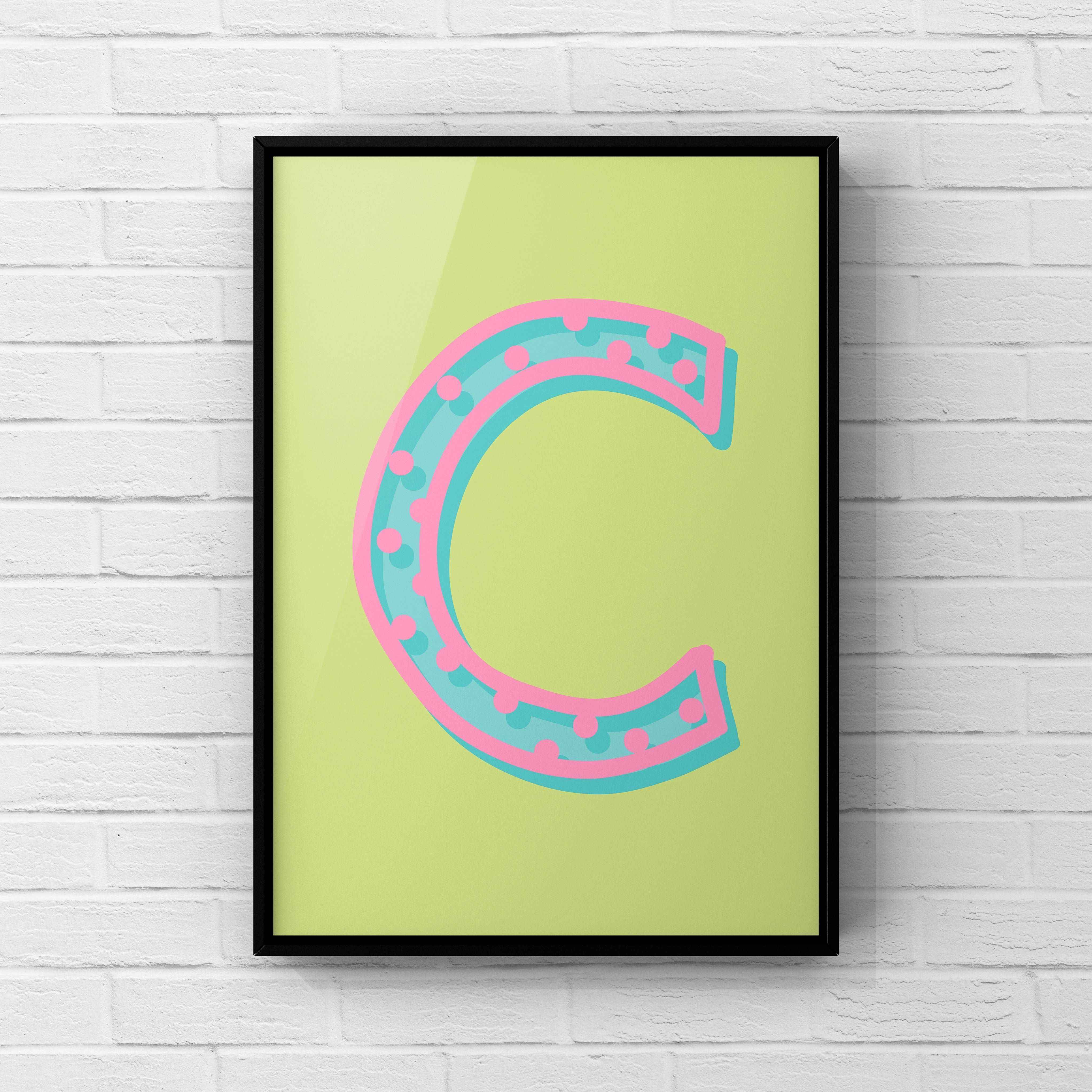 Letter / Initial Print - Green, Pink & Blue Polka Dot Posters, Prints, & Visual Artwork Pretty Average