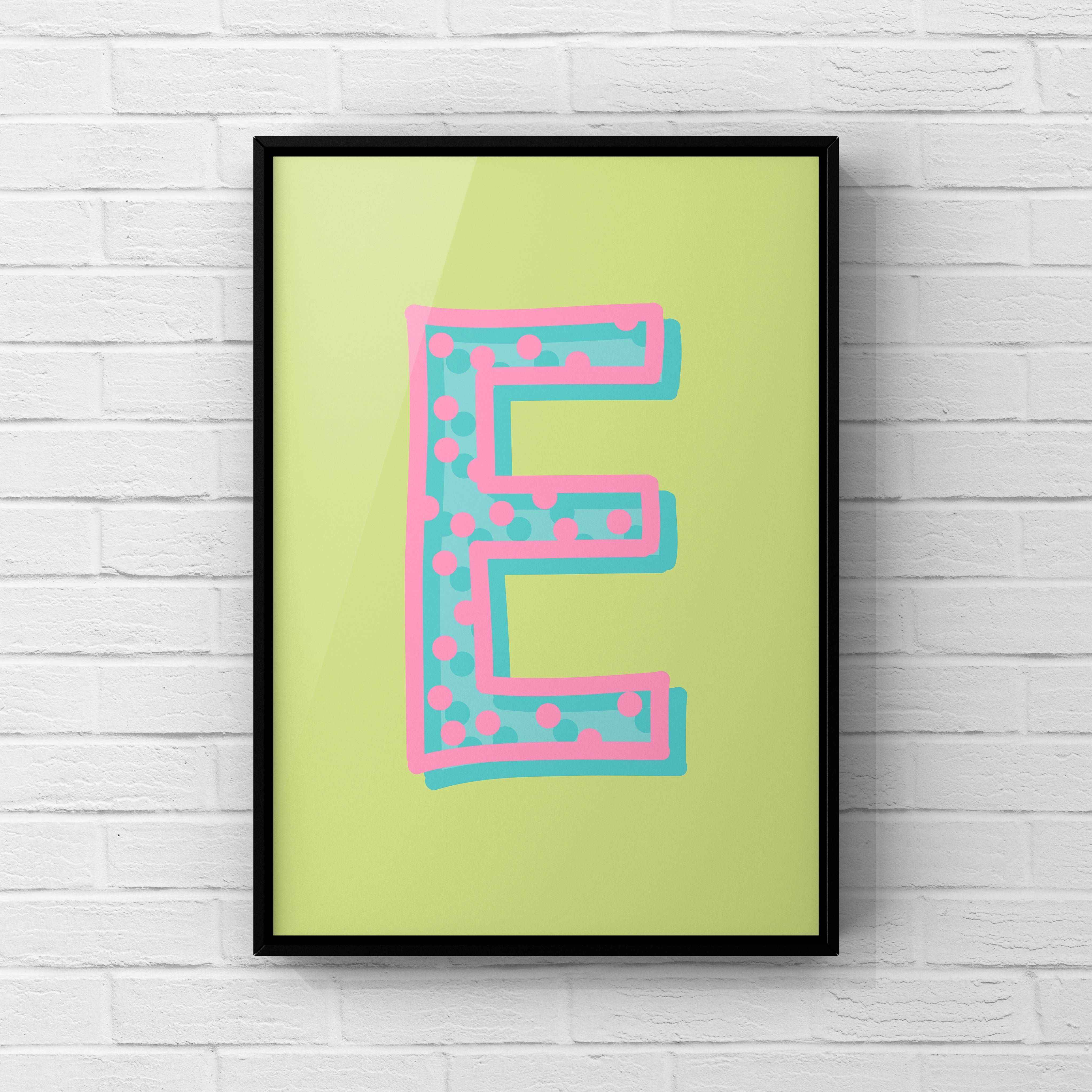 Letter / Initial Print - Green, Pink & Blue Polka Dot Posters, Prints, & Visual Artwork Pretty Average