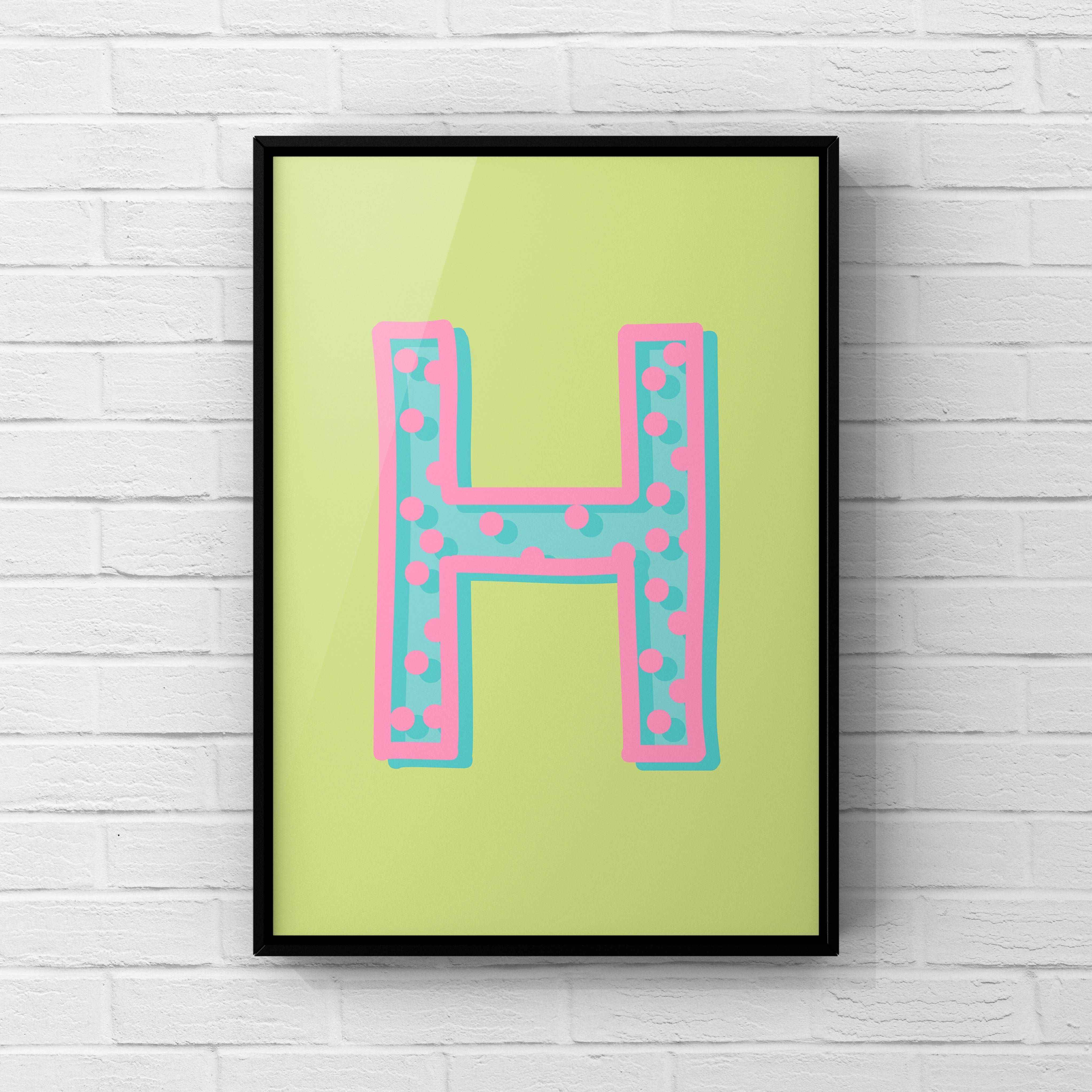 Letter / Initial Print - Green, Pink & Blue Polka Dot Posters, Prints, & Visual Artwork Pretty Average