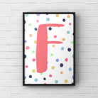 Letter / Initial Print - Pink & Rainbow Polka Dots Posters, Prints, & Visual Artwork Pretty Average