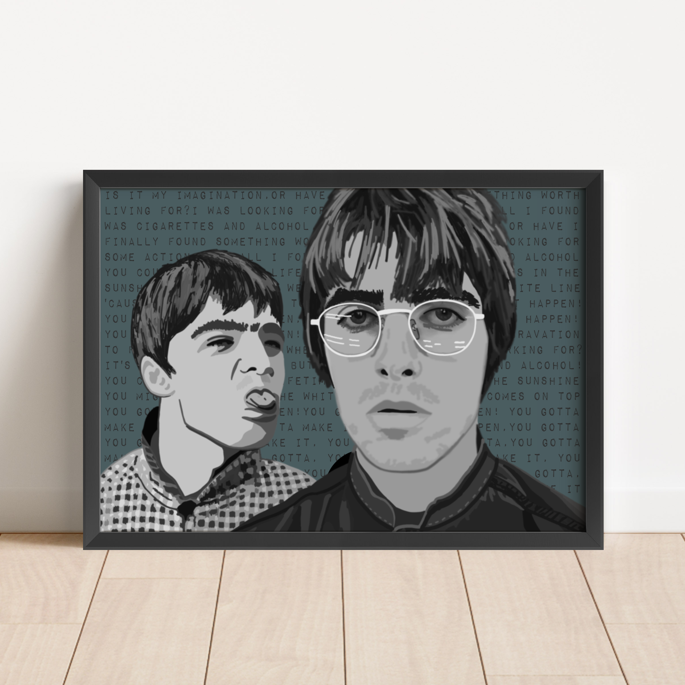 Liam and Noel Gallagher Print Posters, Prints, & Visual Artwork Pretty Average