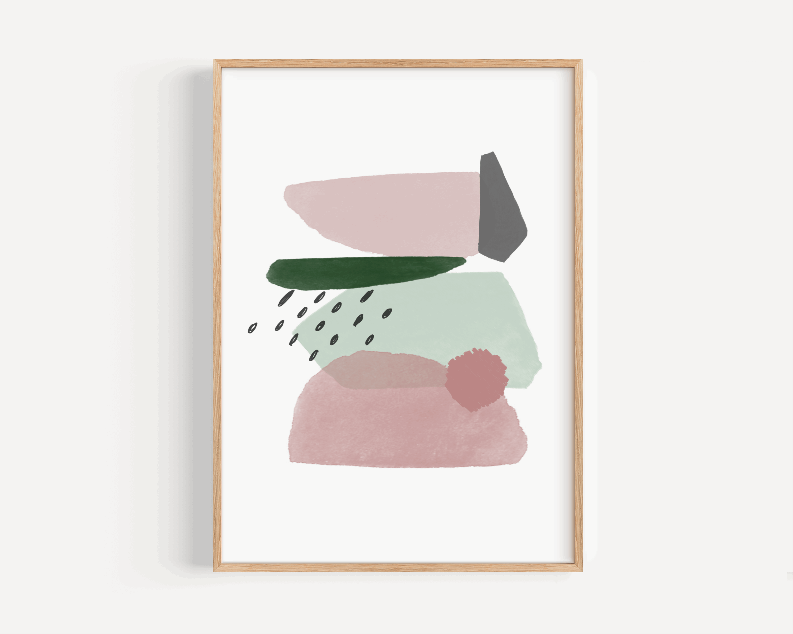 Abstract Shapes Print - Emerald Green & Blush Pink (DESIGN ONE) Posters, Prints, & Visual Artwork Pretty Average   
