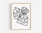 Monstera Line Drawing Print - Three Leaves Posters, Prints, & Visual Artwork Pretty Average   