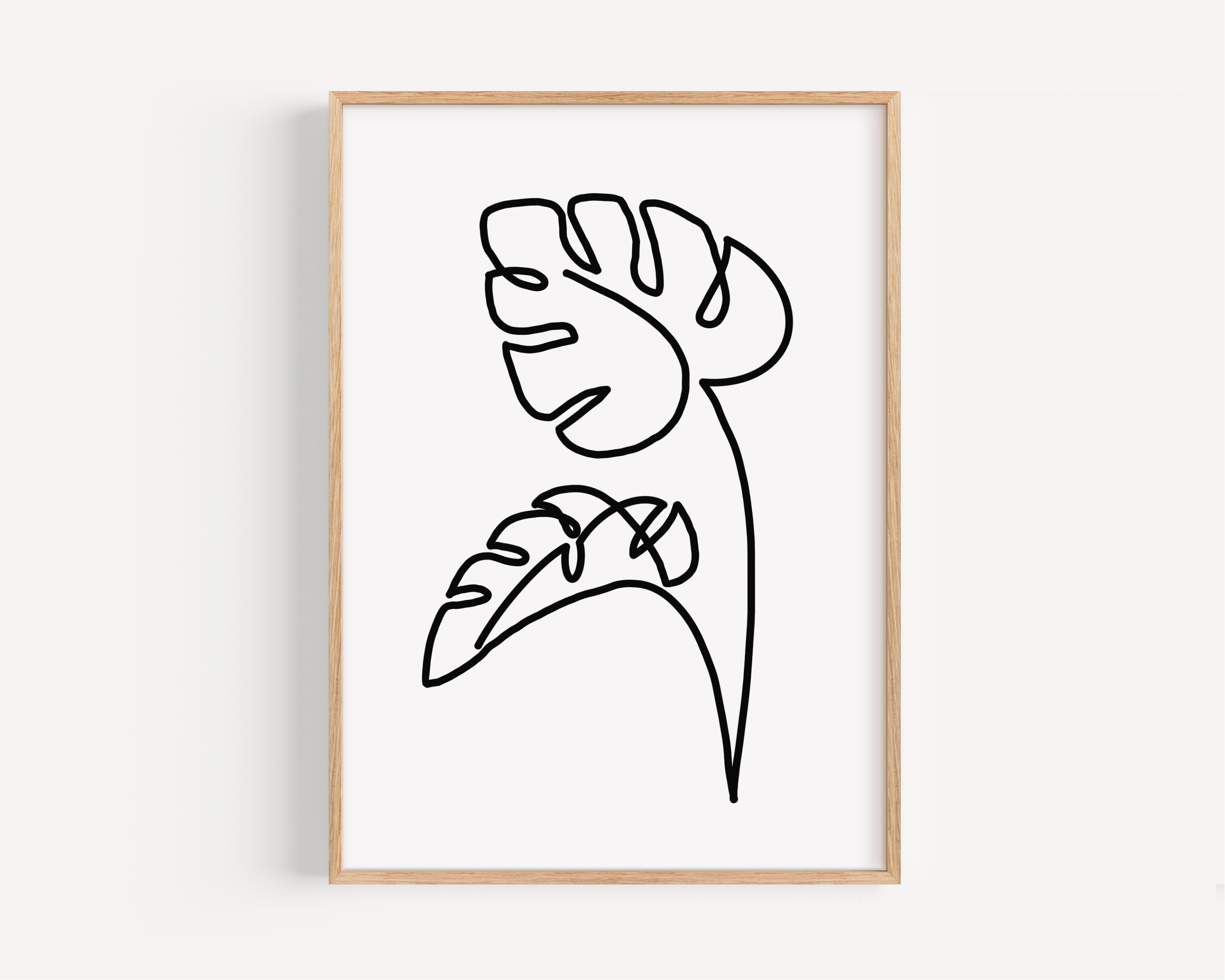 Monstera Leaves Line Drawing Print - Duo Branch Posters, Prints, & Visual Artwork Pretty Average   