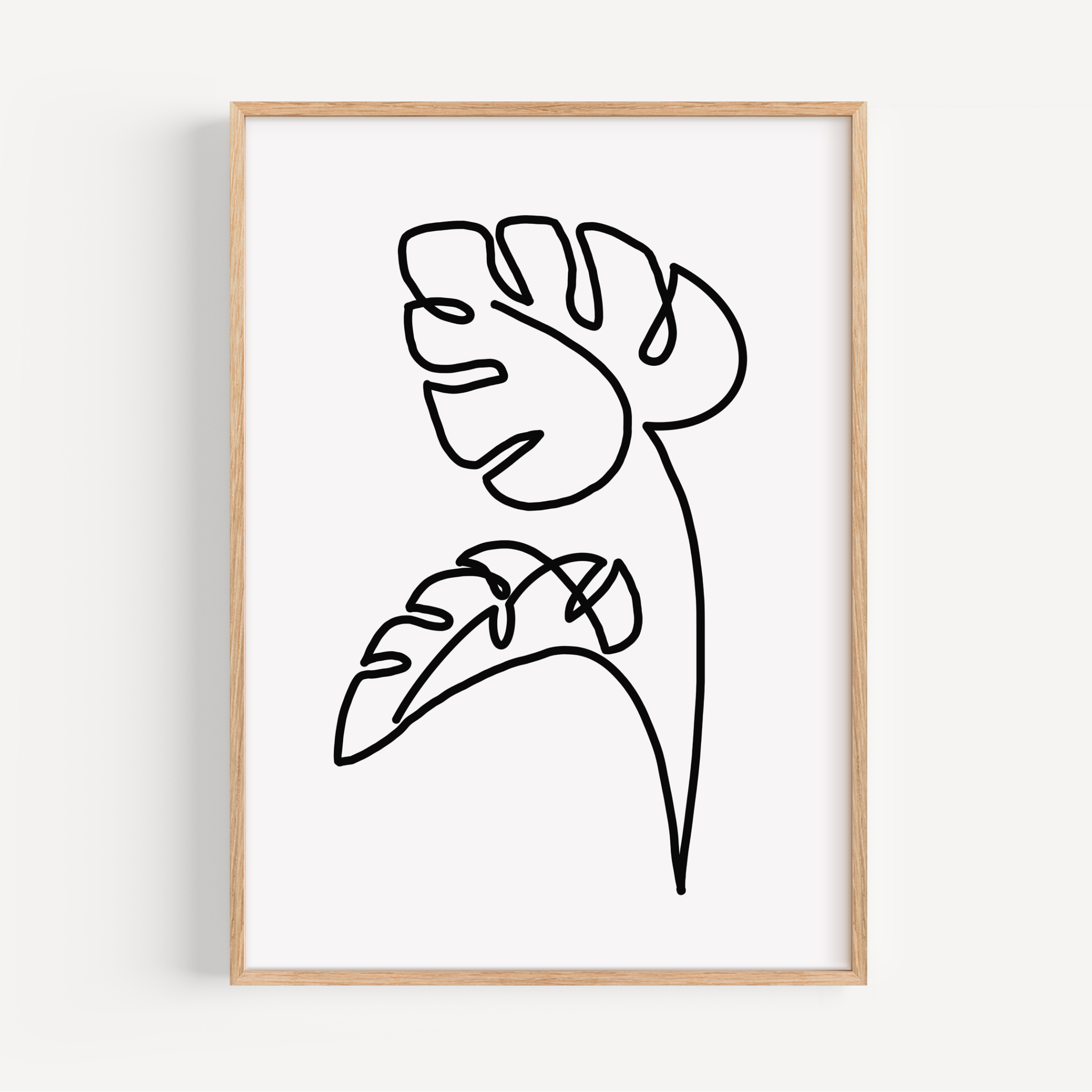 Monstera Leaves Line Drawing Print - Duo Branch Posters, Prints, & Visual Artwork Pretty Average