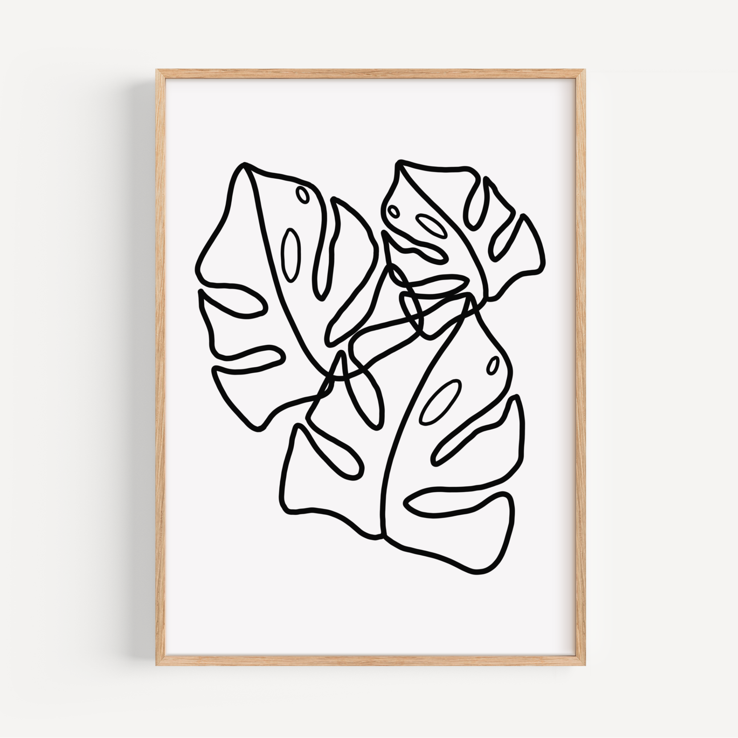 Monstera Line Drawing Print - Three Leaves Posters, Prints, & Visual Artwork Pretty Average