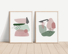 Emerald Green & Pink Abstract Shapes Print Bundle - Set of Two Prints Posters, Prints, & Visual Artwork Pretty Average   