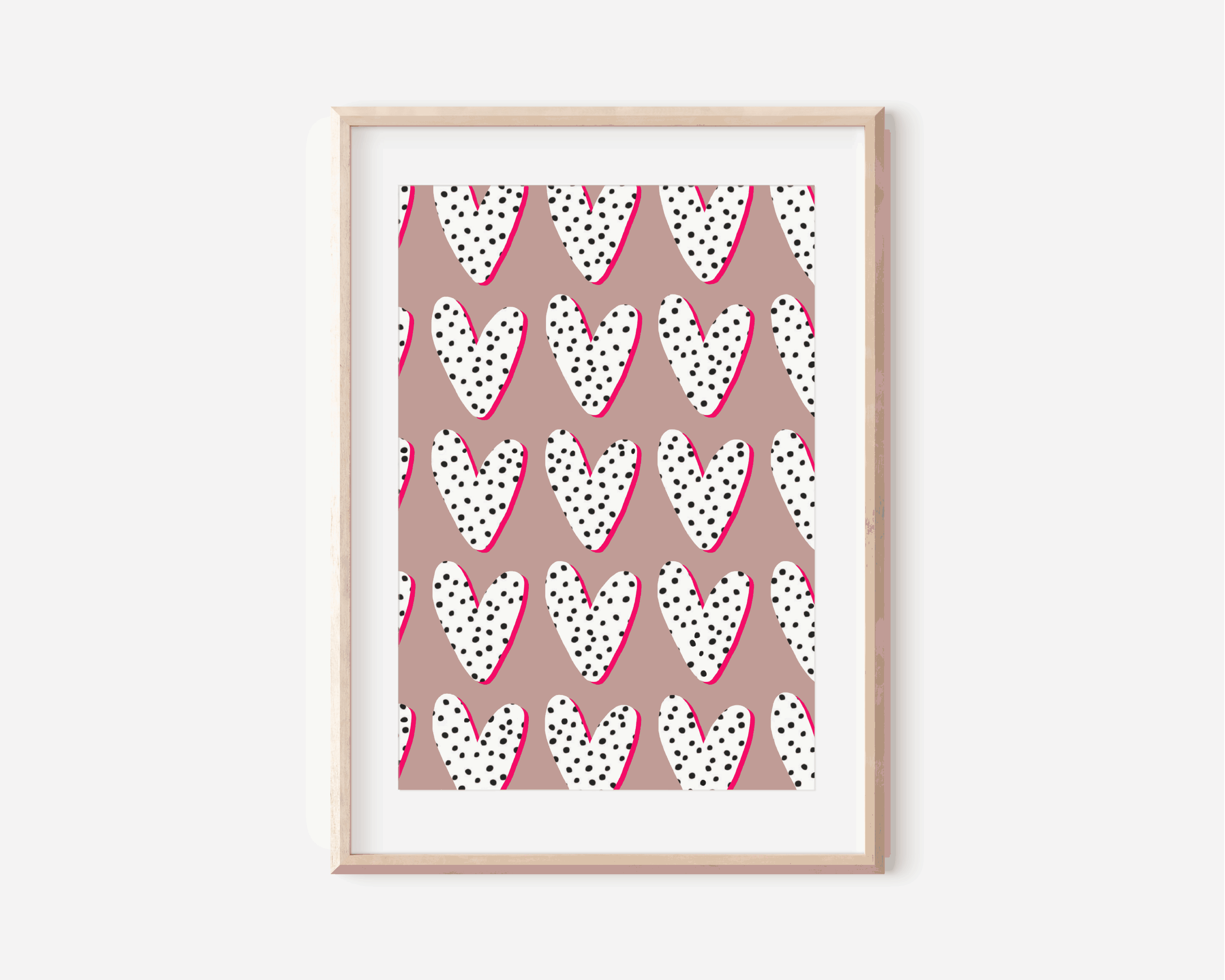 Hearts Print - Pink & Polka Dot Posters, Prints, & Visual Artwork Pretty Average   