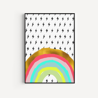 Rainbow and Lightning Print - Portrait Posters, Prints, & Visual Artwork Pretty Average
