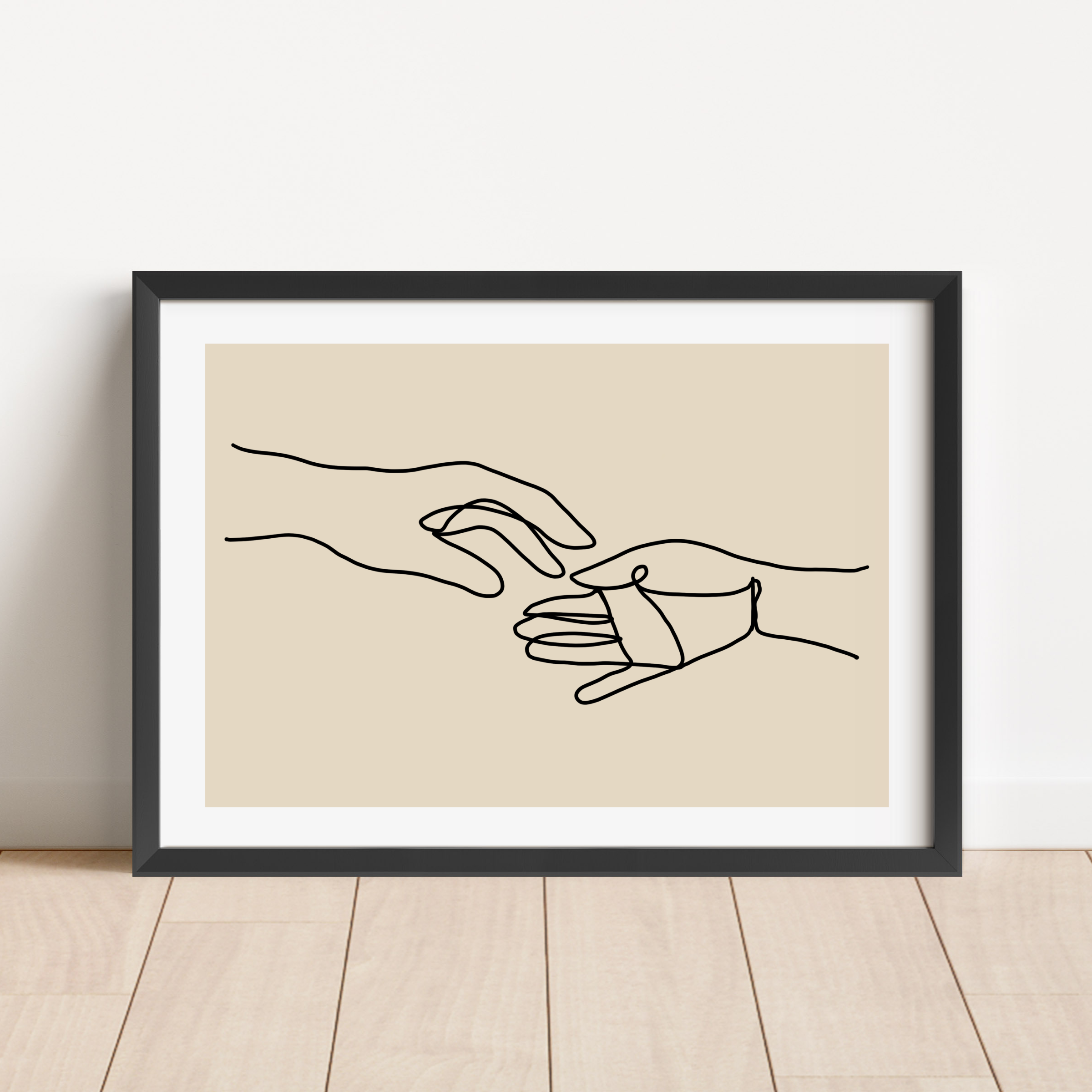 Reaching Out Hands Line Drawing Print Posters, Prints, & Visual Artwork Pretty Average