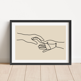 Reaching Out Hands Line Drawing Print Posters, Prints, & Visual Artwork Pretty Average