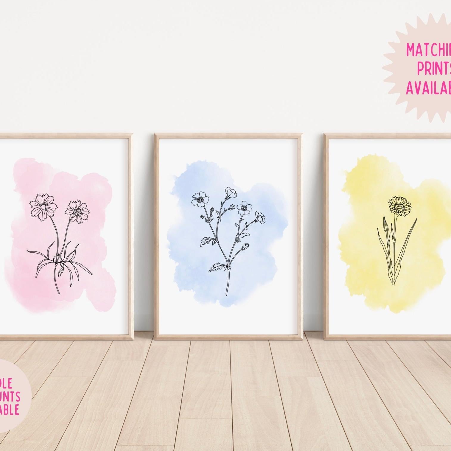 Yellow Watercolour Wildflower Print Posters, Prints, & Visual Artwork Pretty Average