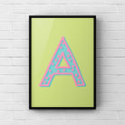 Letter / Initial Print - Green, Pink & Blue Polka Dot Posters, Prints, & Visual Artwork Pretty Average   
