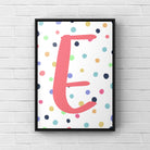 Letter / Initial Print - Pink & Rainbow Polka Dots Posters, Prints, & Visual Artwork Pretty Average   