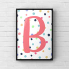 Letter / Initial Print - Pink & Rainbow Polka Dots Posters, Prints, & Visual Artwork Pretty Average   