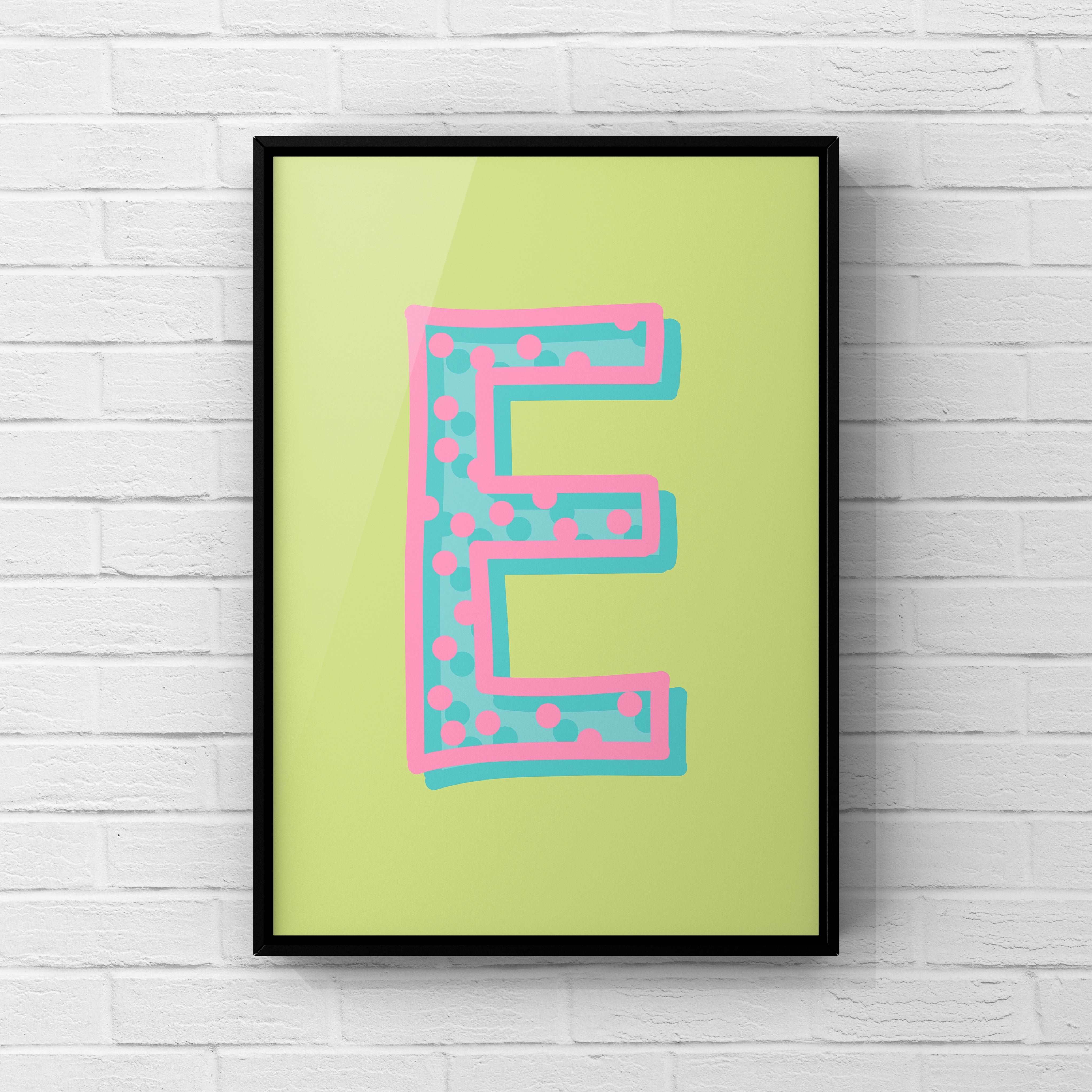 Letter / Initial Print - Green, Pink & Blue Polka Dot Posters, Prints, & Visual Artwork Pretty Average   