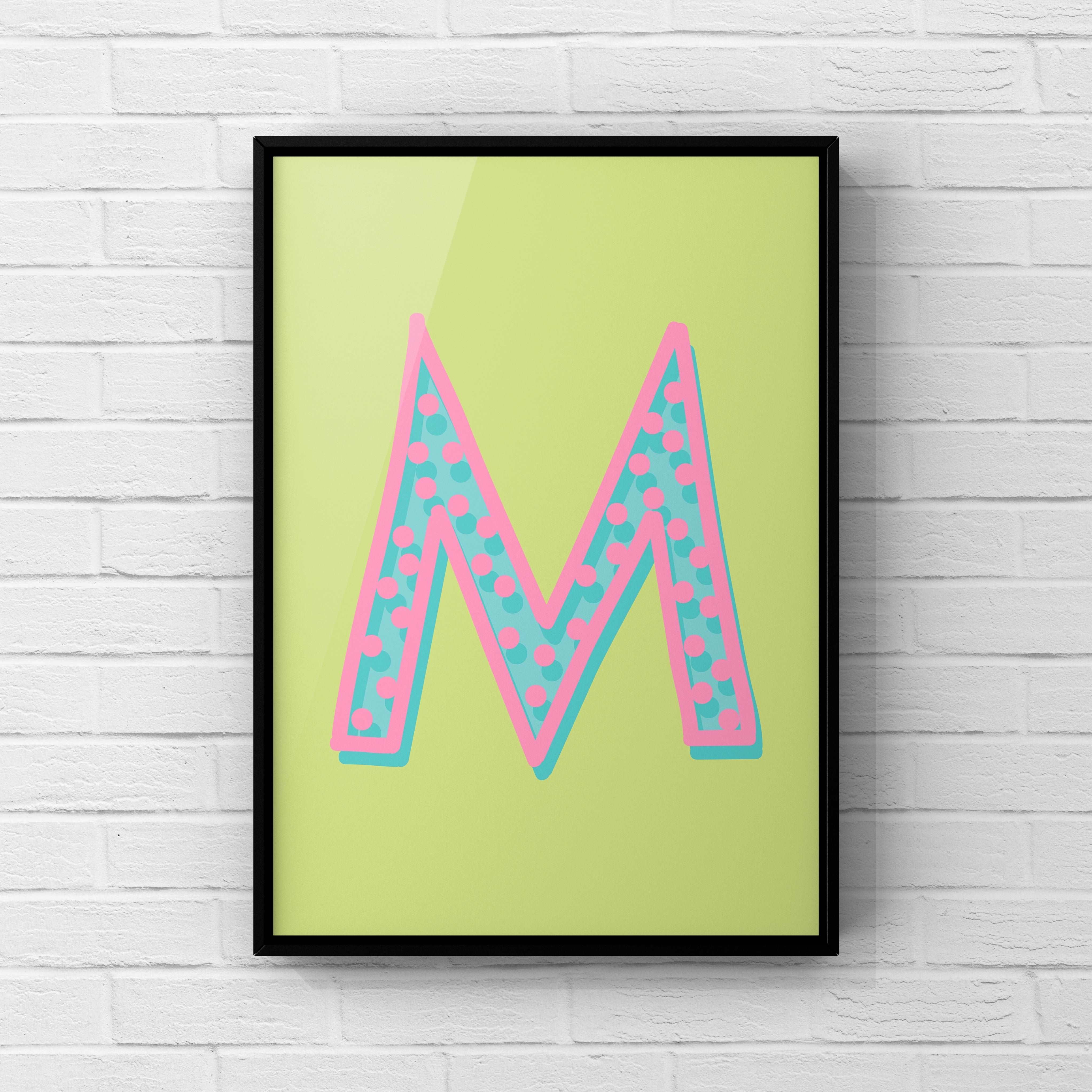 Letter / Initial Print - Green, Pink & Blue Polka Dot Posters, Prints, & Visual Artwork Pretty Average   