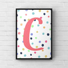 Letter / Initial Print - Pink & Rainbow Polka Dots Posters, Prints, & Visual Artwork Pretty Average   