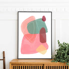 Abstract Shapes Print - Red, Coral and Green Posters, Prints, & Visual Artwork Pretty Average   