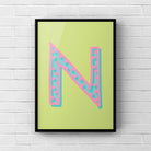 Letter / Initial Print - Green, Pink & Blue Polka Dot Posters, Prints, & Visual Artwork Pretty Average   