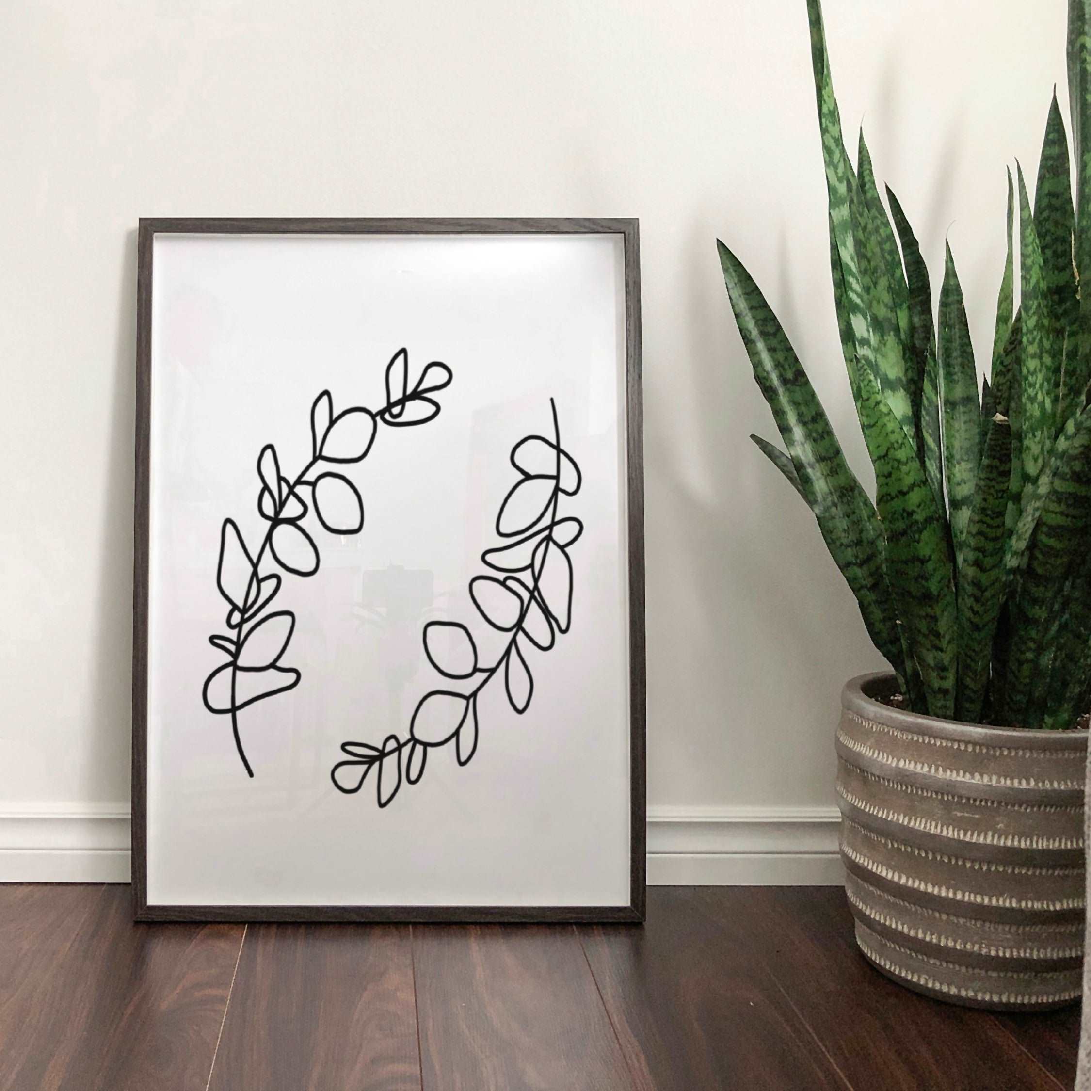 Eucalyptus Line Drawing - Two Branches Posters, Prints, & Visual Artwork Pretty Average   