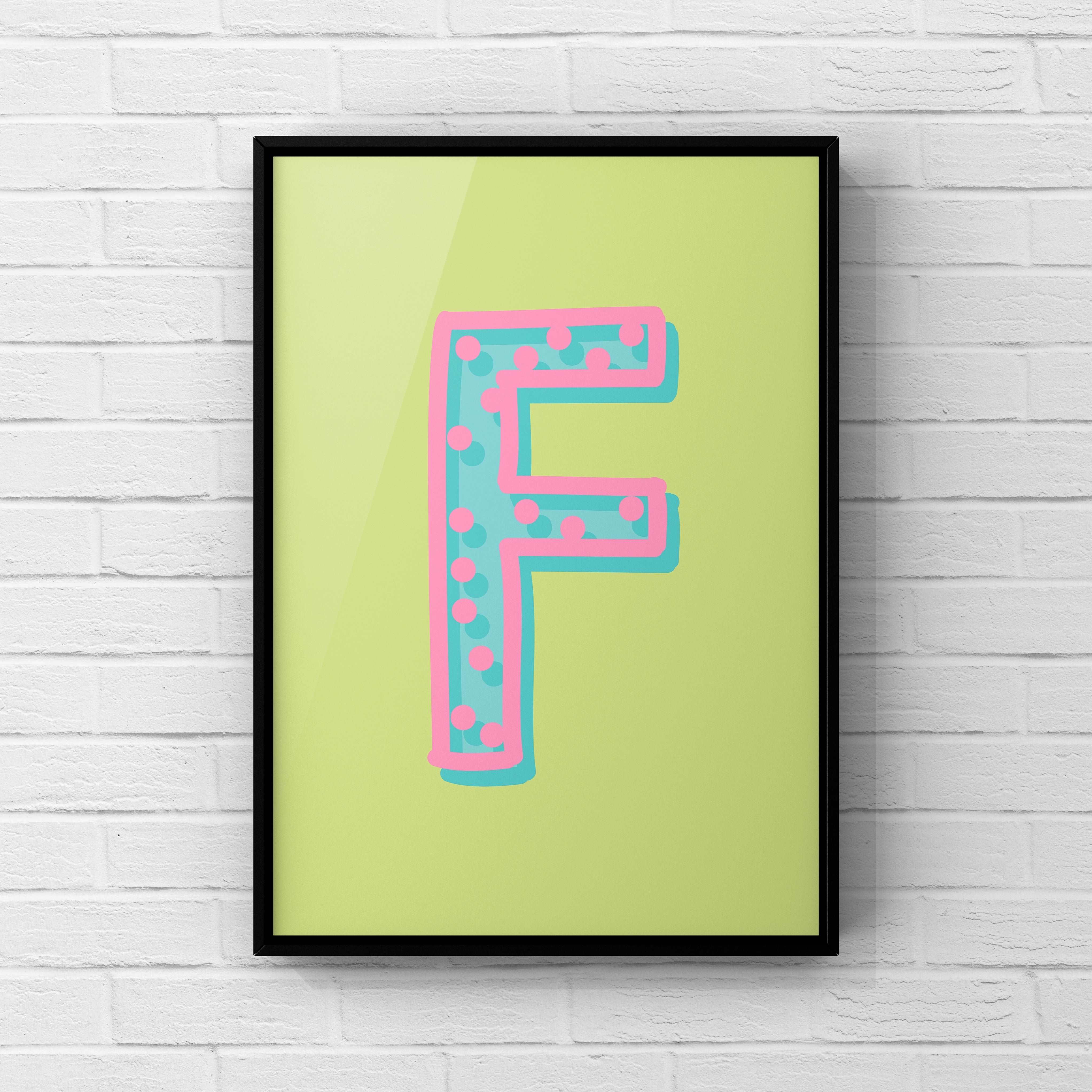 Letter / Initial Print - Green, Pink & Blue Polka Dot Posters, Prints, & Visual Artwork Pretty Average   