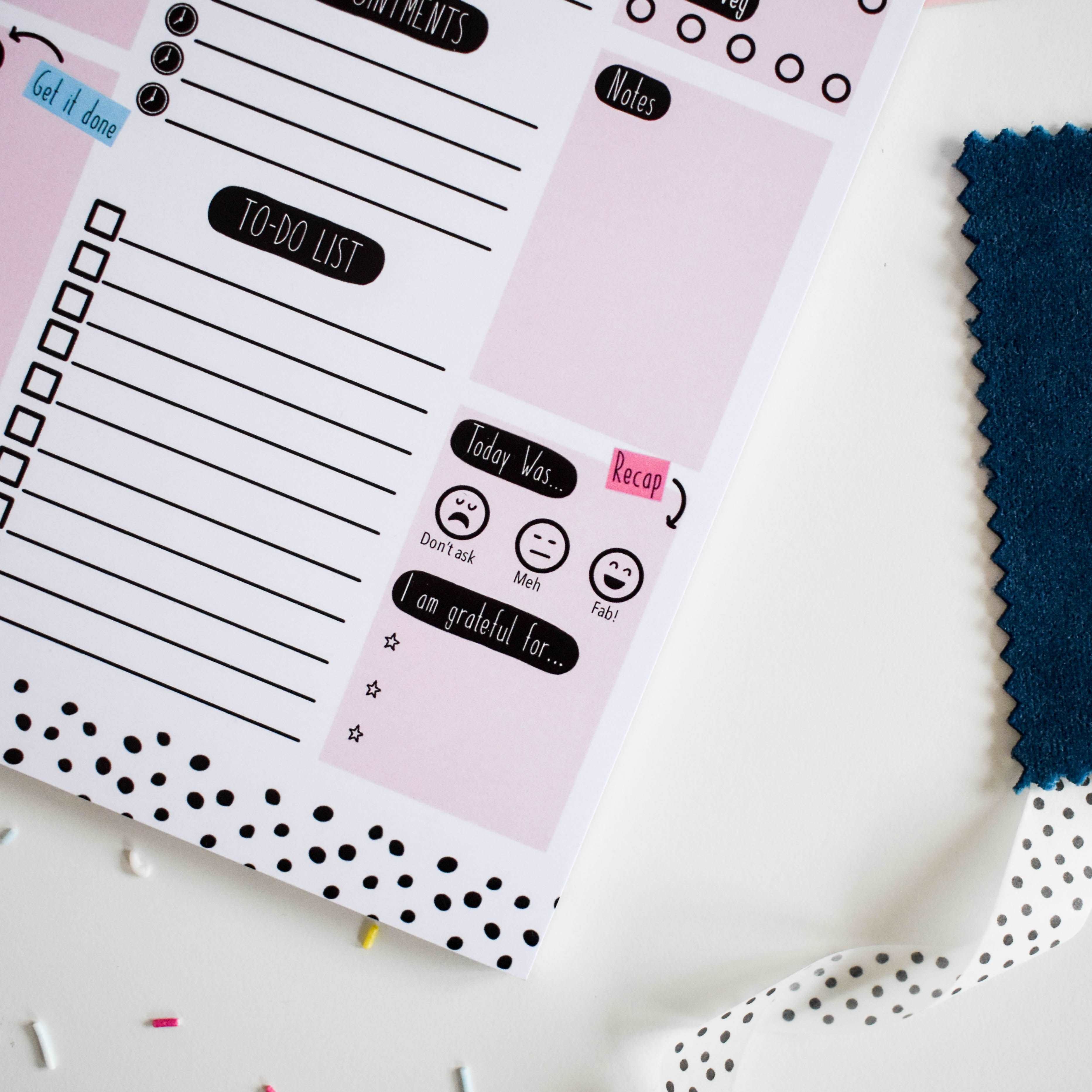 A5 Daily Planner Notepad. My Day My Way.  Pretty Average Prints   