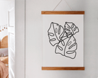 Monstera Line Drawing Print - Three Leaves Posters, Prints, & Visual Artwork Pretty Average   