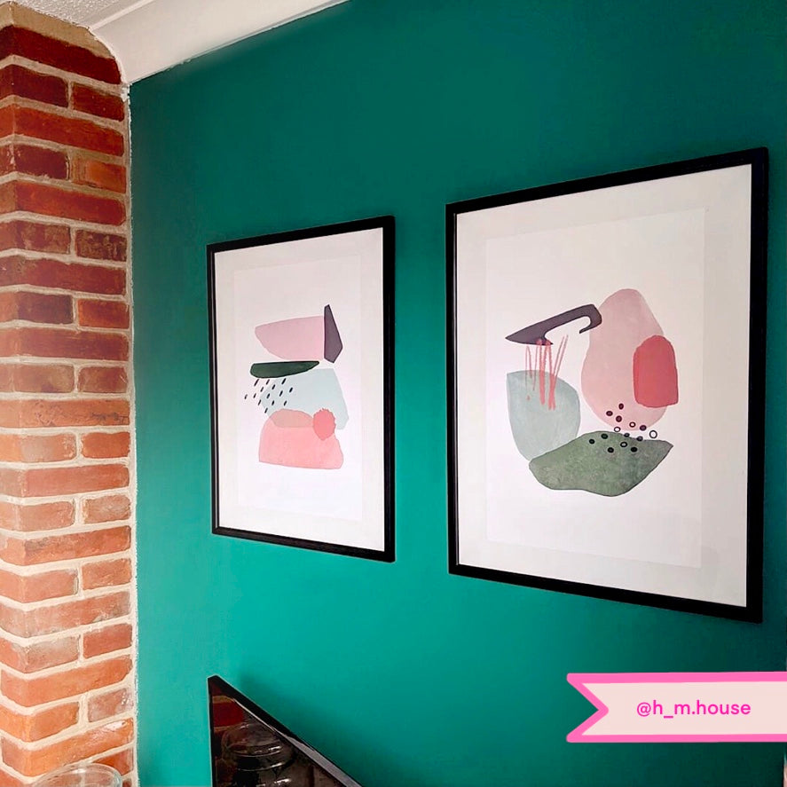 Abstract Shapes Print - Emerald Green & Blush Pink (DESIGN TWO) Posters, Prints, & Visual Artwork Pretty Average