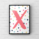 Letter / Initial Print - Pink & Rainbow Polka Dots Posters, Prints, & Visual Artwork Pretty Average