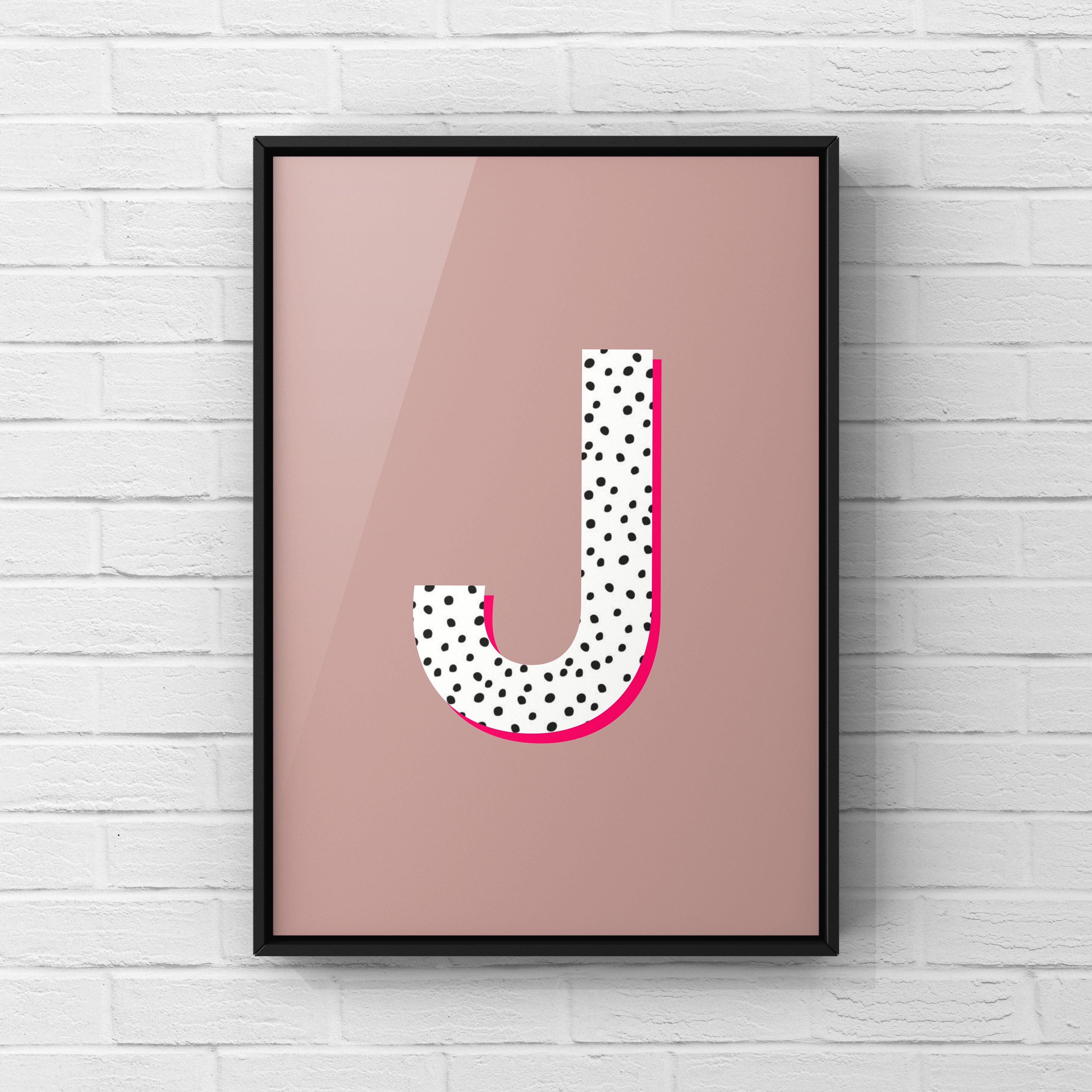 Letter / Initial Print - Polka Dots & Pink Posters, Prints, & Visual Artwork Pretty Average