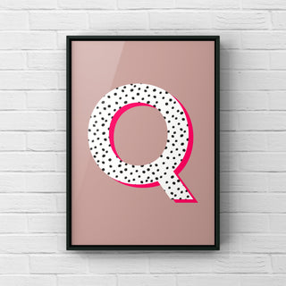 Letter / Initial Print - Polka Dots & Pink Posters, Prints, & Visual Artwork Pretty Average