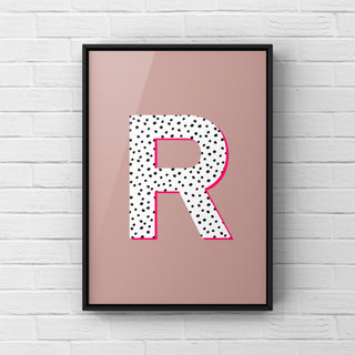 Letter / Initial Print - Polka Dots & Pink Posters, Prints, & Visual Artwork Pretty Average