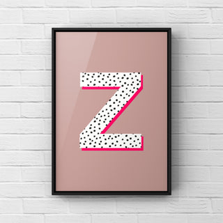 Letter / Initial Print - Polka Dots & Pink