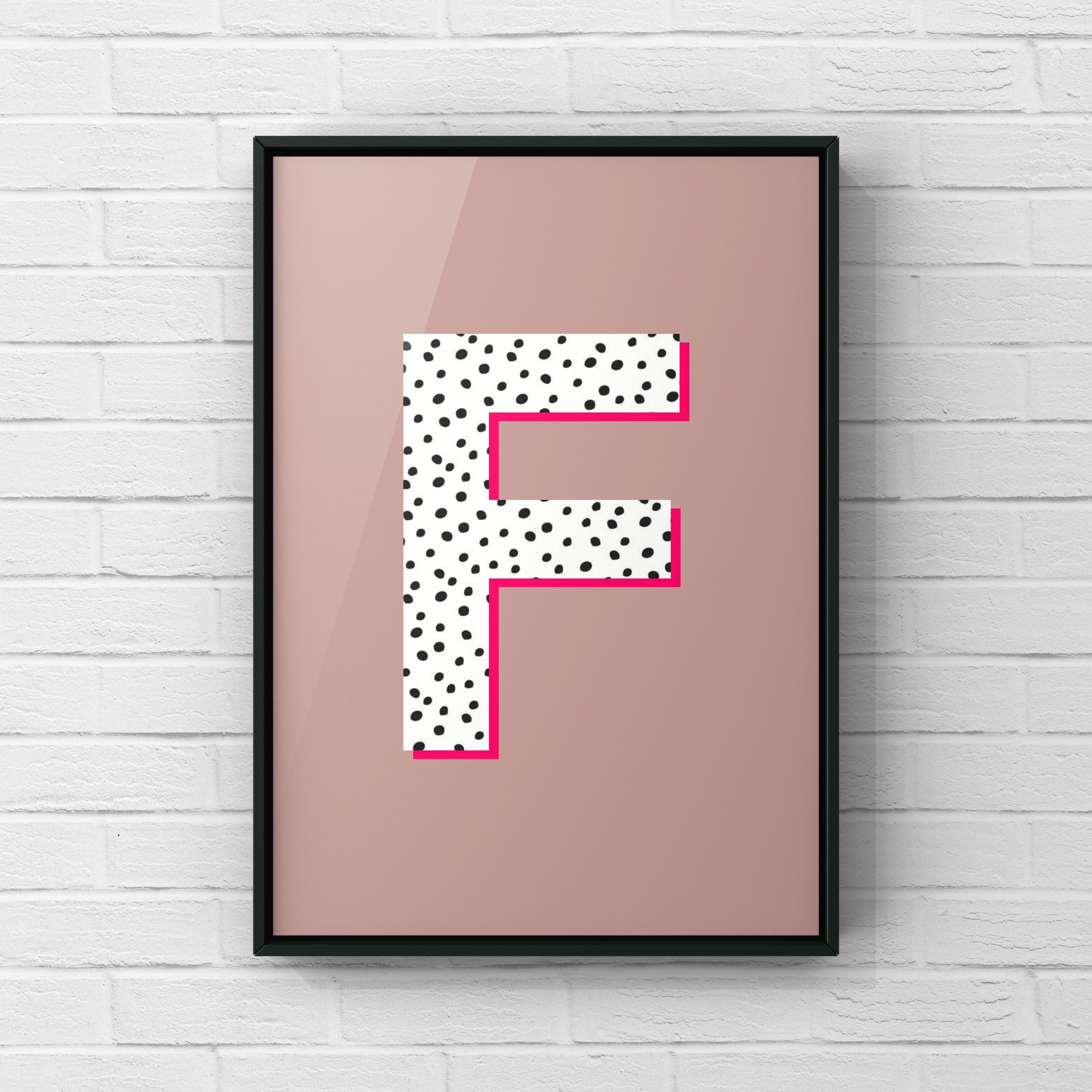 Letter / Initial Print - Polka Dots & Pink Posters, Prints, & Visual Artwork Pretty Average   