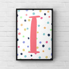Letter / Initial Print - Pink & Rainbow Polka Dots Posters, Prints, & Visual Artwork Pretty Average   