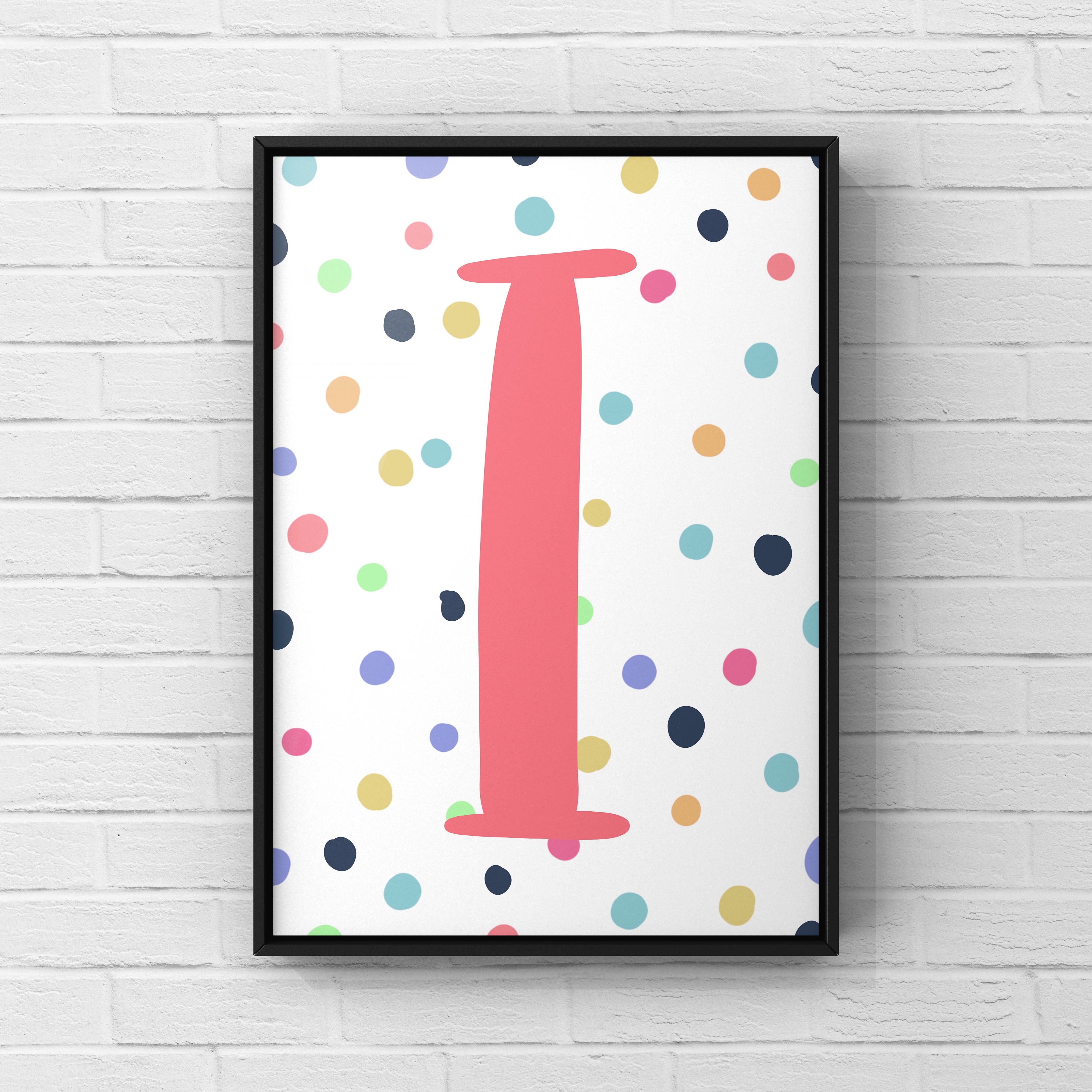Letter / Initial Print - Pink & Rainbow Polka Dots Posters, Prints, & Visual Artwork Pretty Average   