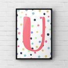Letter / Initial Print - Pink & Rainbow Polka Dots Posters, Prints, & Visual Artwork Pretty Average   