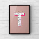 Letter / Initial Print - Polka Dots & Pink Posters, Prints, & Visual Artwork Pretty Average   