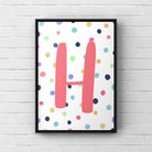 Letter / Initial Print - Pink & Rainbow Polka Dots Posters, Prints, & Visual Artwork Pretty Average   