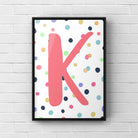 Letter / Initial Print - Pink & Rainbow Polka Dots Posters, Prints, & Visual Artwork Pretty Average   