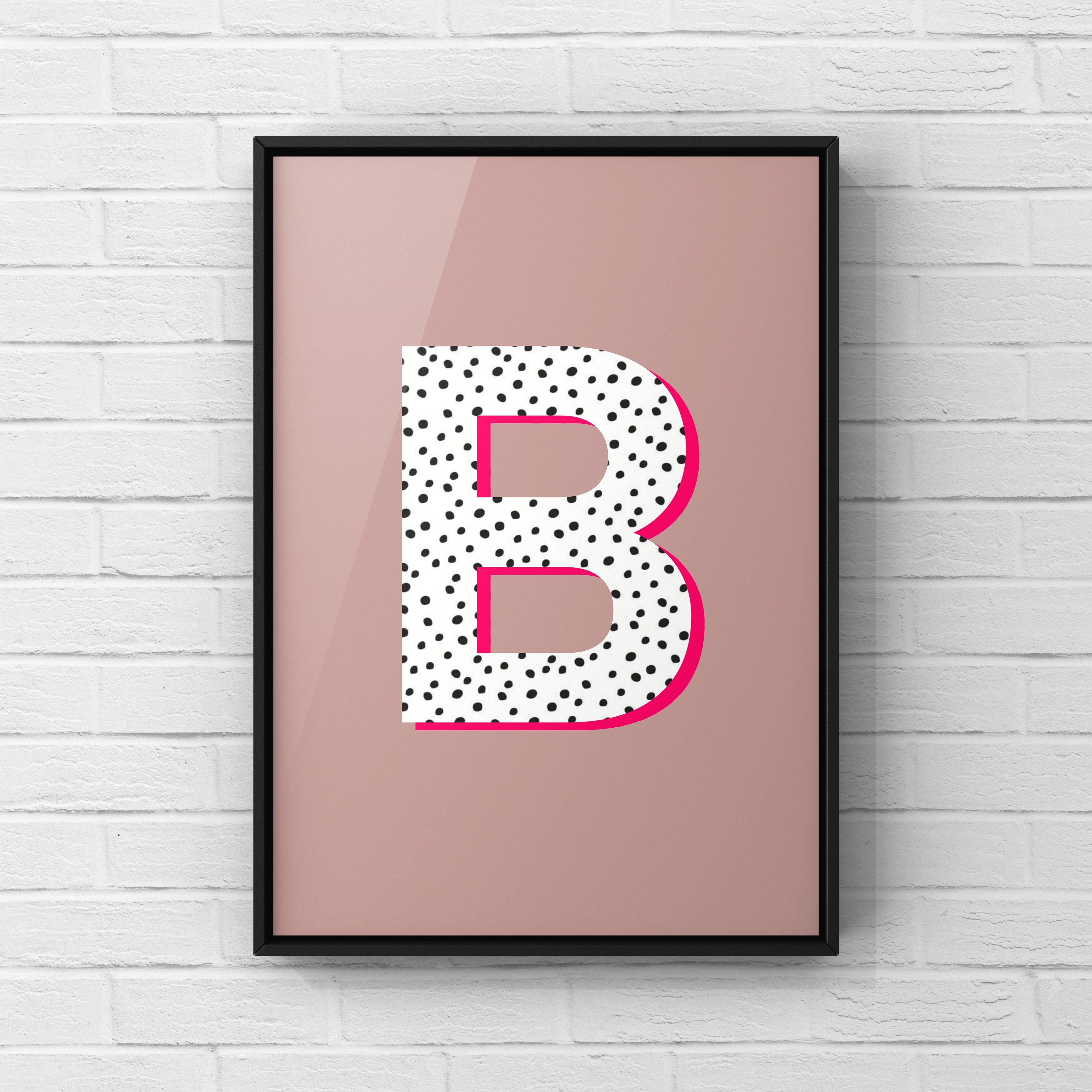 Letter / Initial Print - Polka Dots & Pink Posters, Prints, & Visual Artwork Pretty Average   