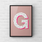 Letter / Initial Print - Polka Dots & Pink Posters, Prints, & Visual Artwork Pretty Average   
