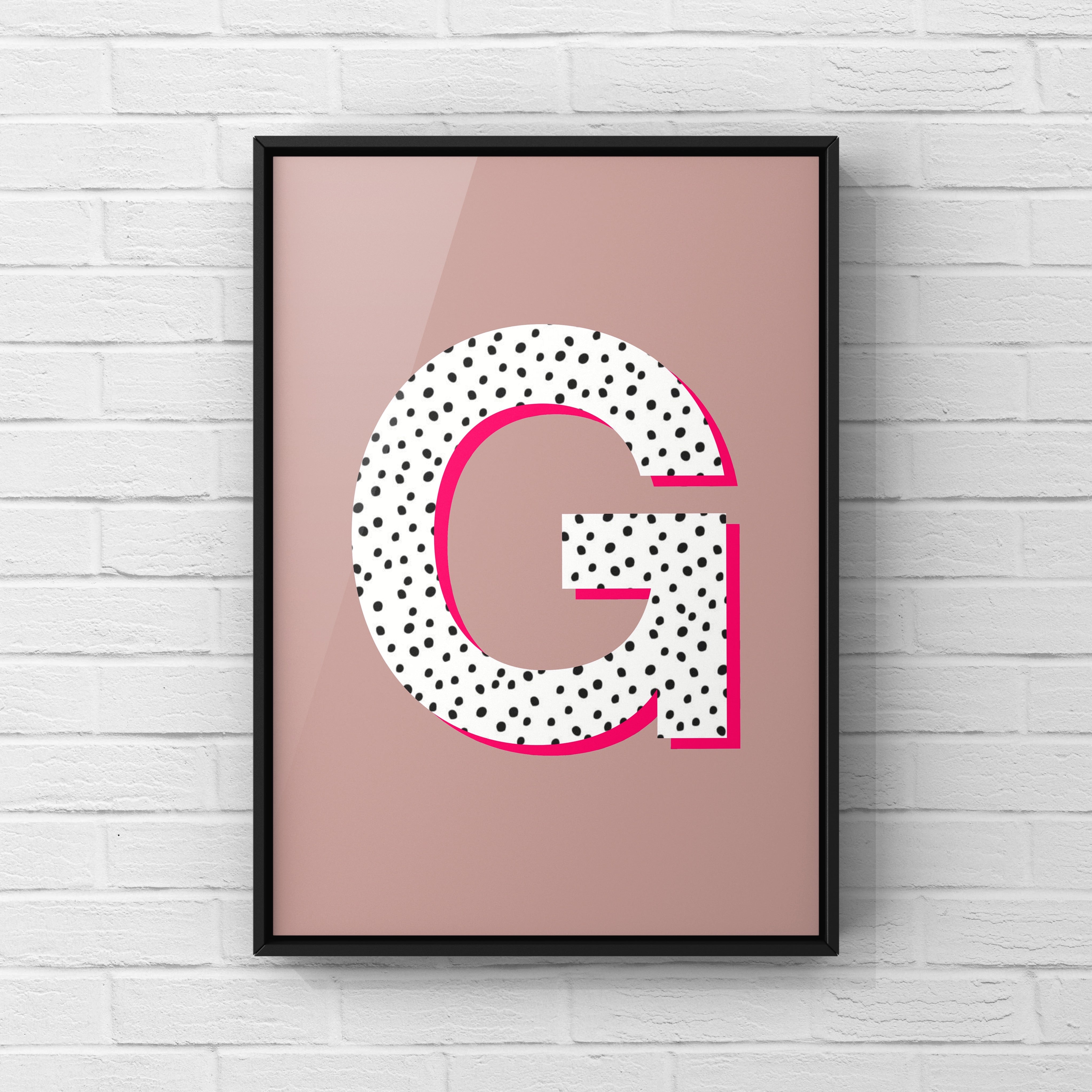 Letter / Initial Print - Polka Dots & Pink Posters, Prints, & Visual Artwork Pretty Average   
