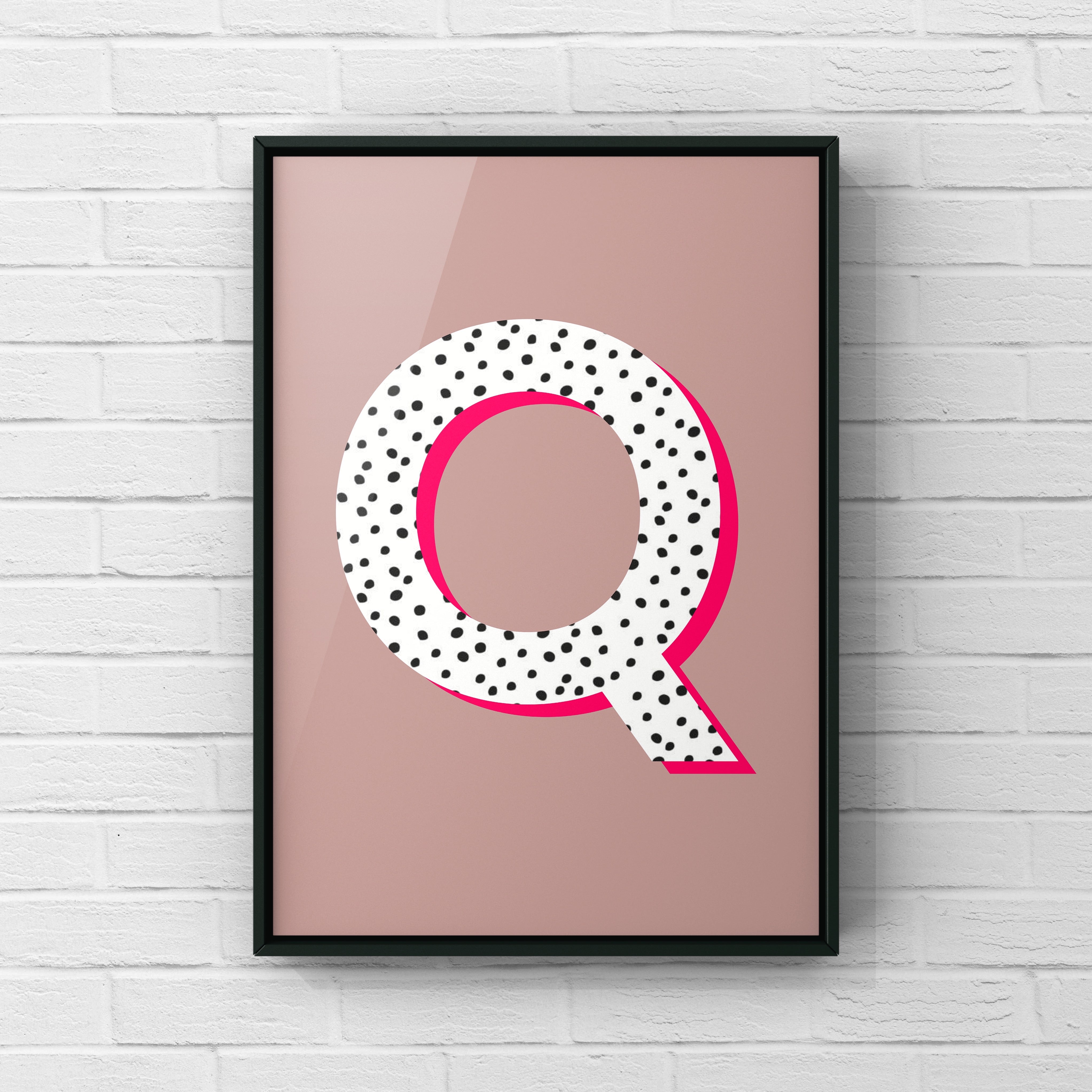 Letter / Initial Print - Polka Dots & Pink Posters, Prints, & Visual Artwork Pretty Average   